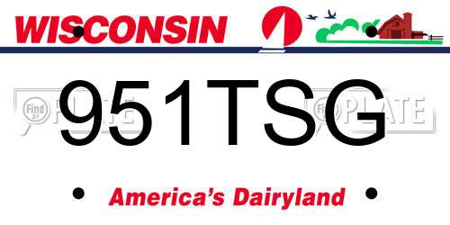 951TSG Wisconsin License Plate