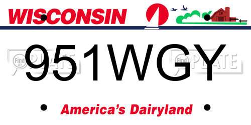 951WGY Wisconsin License Plate