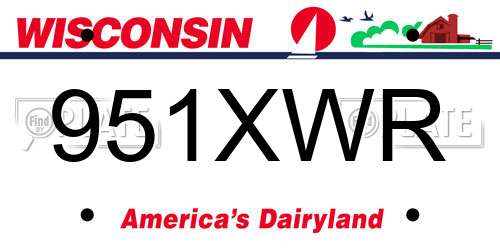 951XWR Wisconsin License Plate