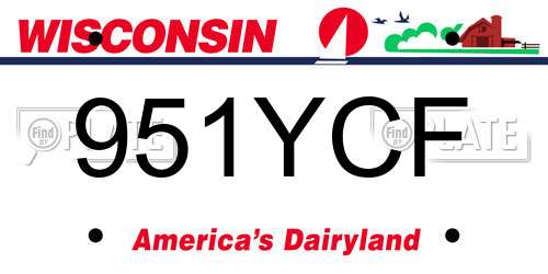 951YCF Wisconsin License Plate
