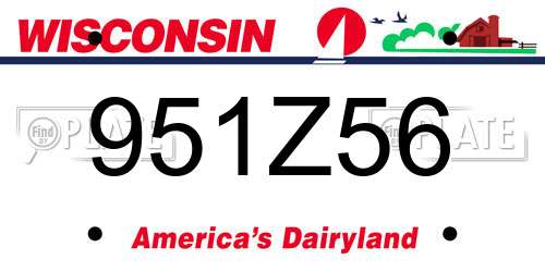 951Z56 Wisconsin License Plate