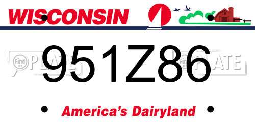 951Z86 Wisconsin License Plate