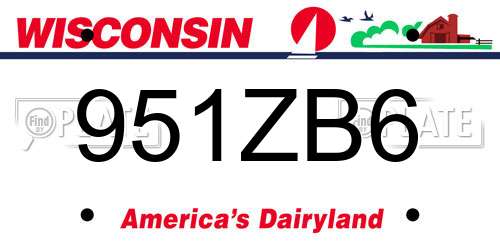 951ZB6 Wisconsin License Plate