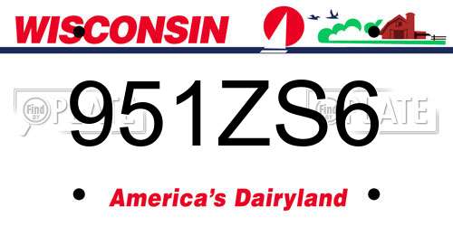 951ZS6 Wisconsin License Plate