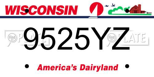 9525YZ Wisconsin License Plate