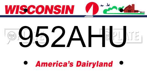 952AHU Wisconsin License Plate