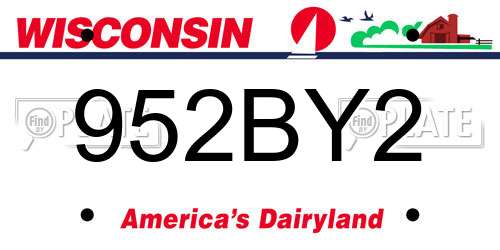 952BY2 Wisconsin License Plate