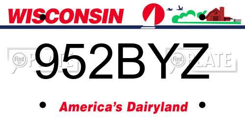 952BYZ Wisconsin License Plate