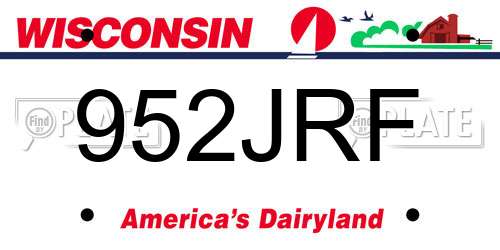 952JRF Wisconsin License Plate