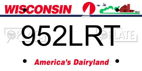 952LRT Wisconsin License Plate