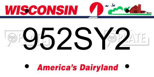 952SY2 Wisconsin License Plate
