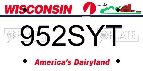 952SYT Wisconsin License Plate