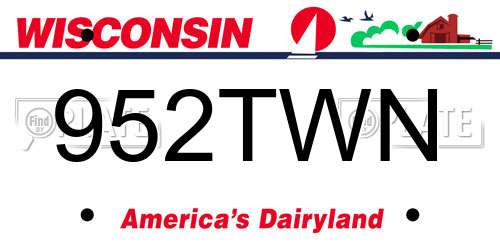 952TWN Wisconsin License Plate