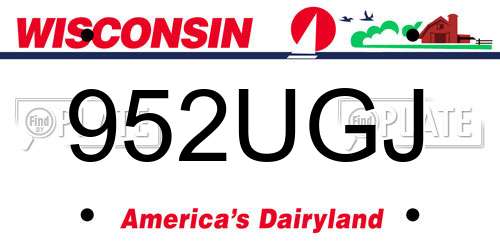 952UGJ Wisconsin License Plate