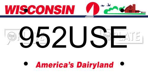 952USE Wisconsin License Plate