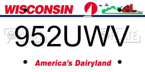 952UWV Wisconsin License Plate