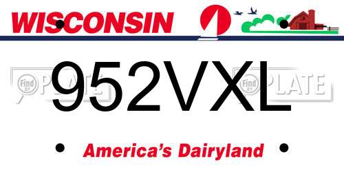952VXL Wisconsin License Plate
