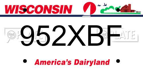 952XBF Wisconsin License Plate