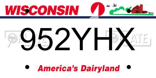 952YHX Wisconsin License Plate