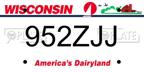 952ZJJ Wisconsin License Plate