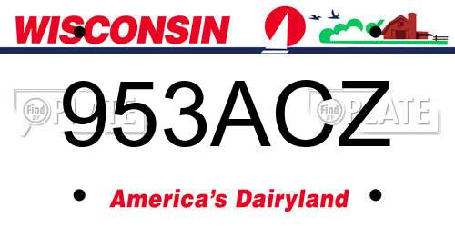 953ACZ Wisconsin License Plate