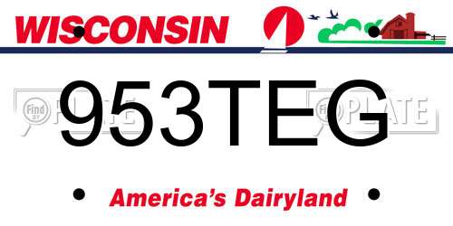 953TEG Wisconsin License Plate