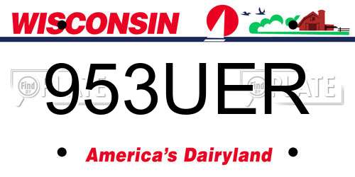 953UER Wisconsin License Plate