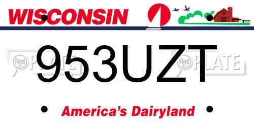 953UZT Wisconsin License Plate