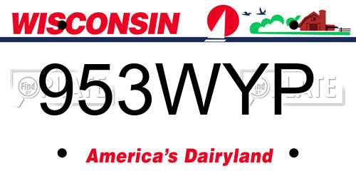 953WYP Wisconsin License Plate