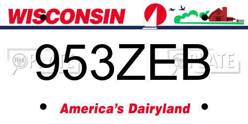 953ZEB Wisconsin License Plate
