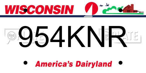 954KNR Wisconsin License Plate