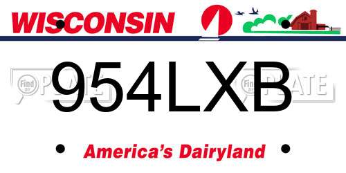 954LXB Wisconsin License Plate