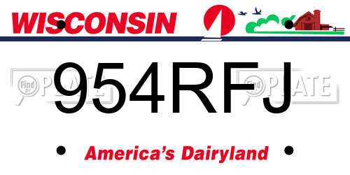 954RFJ Wisconsin License Plate