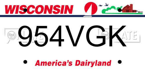 954VGK Wisconsin License Plate