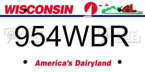 954WBR Wisconsin License Plate