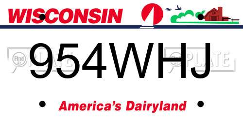 954WHJ Wisconsin License Plate