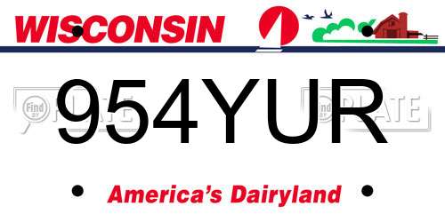 954YUR Wisconsin License Plate