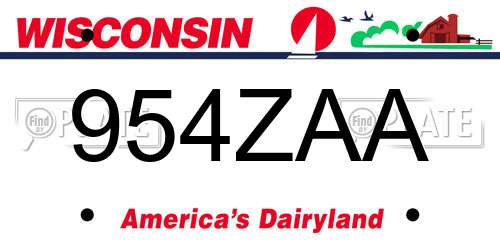 954ZAA Wisconsin License Plate