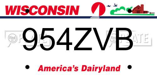 954ZVB Wisconsin License Plate