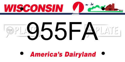 955FA Wisconsin License Plate