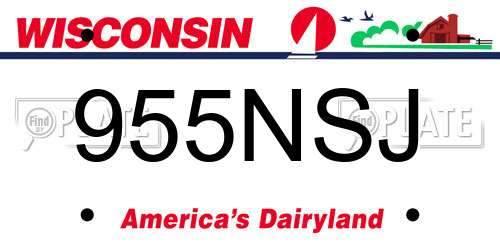 955NSJ Wisconsin License Plate