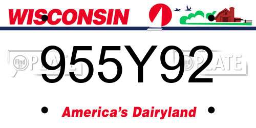 955Y92 Wisconsin License Plate