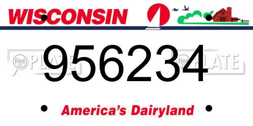 956234 Wisconsin License Plate