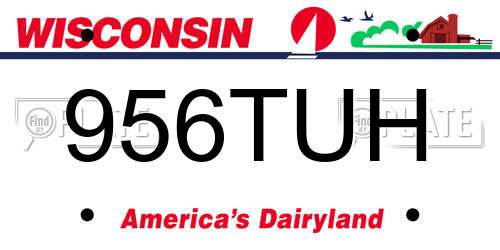 956TUH Wisconsin License Plate