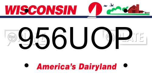 956UOP Wisconsin License Plate