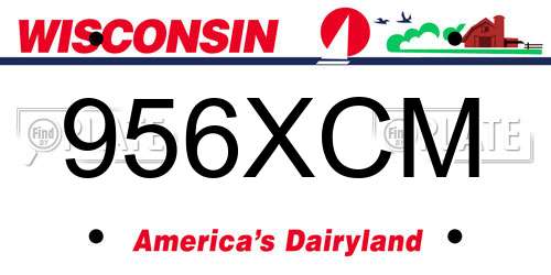 956XCM Wisconsin License Plate
