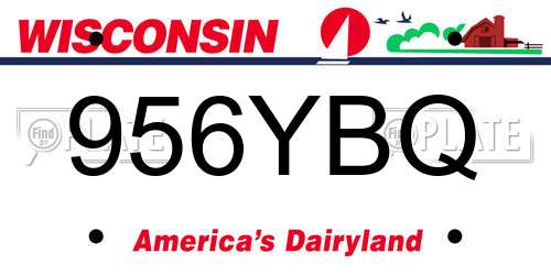 956YBQ Wisconsin License Plate