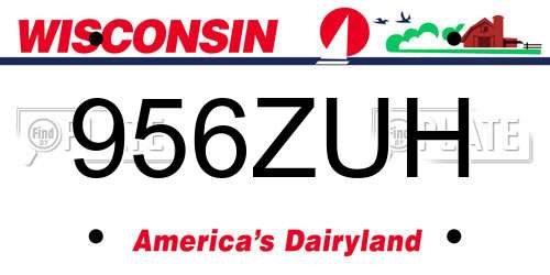956ZUH Wisconsin License Plate