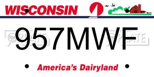 957MWF Wisconsin License Plate