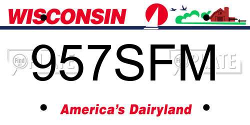 957SFM Wisconsin License Plate